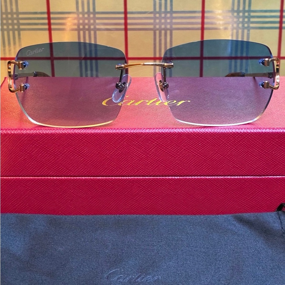 Cartier Unisex Big C Rimless Sunglasses - Picture 4 of 6